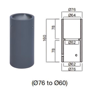 ADAPTOR FOR Φ76 POLE 76mm OUT / 63mm IN ΣΩΛΗΝΩΤΟ