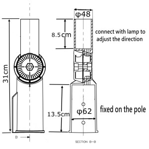 ΑΝΤΑΠΤΟΡΑΣ STREET LIGHT ΑΛΟΥΜΙΝΙΟΥ ΚΛΙΣΗΣ 0-180° Φ60 ΣΕ Φ48