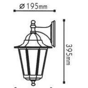 WALL LIGHT HEXAGON OVAL DOWN E27 BLACK 40W 230V 50Hz EU MADE