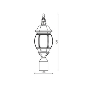 ΦΑΝΑΡΙ ΚΟΡΥΦΗΣ ANISE ΑΛΟΥΜΙΝΙΟΥ 41cm - E27 - GREEN - IP54