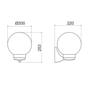 ΦΩΤΙΣΤΙΚΟ ΠΛΑΣΤΙΚΟ ΤΟΙΧΟΥ ΜΠΑΛΑΣ Φ200 - E27 - BLACK