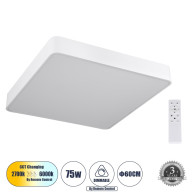 ΦΩΤΙΣΤΙΚΟ ΟΡΟΦΗΣ GLOBO SQUARE 60X60X8 CCT LED 75W + REMOTE WHITE