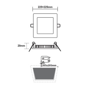 ΦΩΤΙΣΤΙΚΟ LED PANEL SQUARE ΟΠΗ 223x223mm NIKEL 18W - 4000K - IP20