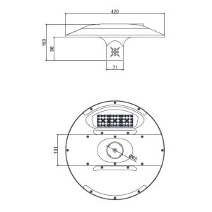 ΦΩΤΙΣΤΙΚΟ ΙΣΤΟΥ ΚΟΡΥΦΗΣ FUTURA SYMMETRIC 90° LED 25W - 4000K-  IP66 - IK09