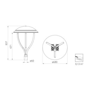 ΦΩΤΙΣΤΙΚΟ ΙΣΤΟΥ ΚΟΡΥΦΗΣ COSMO DELTA LED INOX 79W 4000K - IP66