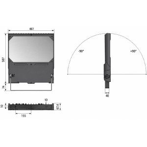 ΠΡΟΒΟΛΕΑΣ LED CLUCE GEMINI LITE MAX ASYMMETRIC 195W - 4 COB - 4000K - IP66