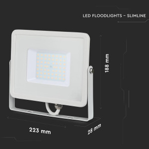 ΠΡΟΒΟΛΕΑΣ VTAC SAMSUNG CHIP LED 50W - 3000K - WHITE - IP65