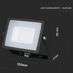ΠΡΟΒΟΛΕΑΣ VTAC SAMSUNG CHIP LED 20W - 3000K - BLACK - IP65