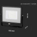 ΠΡΟΒΟΛΕΑΣ VTAC SAMSUNG CHIP LED 50W - 4000K - BLACK - IP65