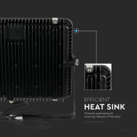 ΠΡΟΒΟΛΕΑΣ VTAC SAMSUNG CHIP LED 150W - 6000K - BLACK - IP65
