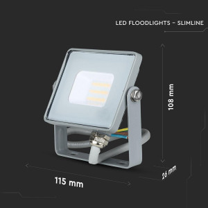 ΠΡΟΒΟΛΕΑΣ VTAC SAMSUNG CHIP LED 10W - 4000K - GREY - IP65