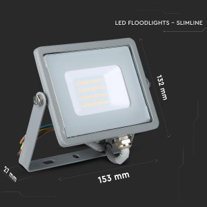 ΠΡΟΒΟΛΕΑΣ VTAC SAMSUNG CHIP LED 20W - 3000K - GREY - IP65