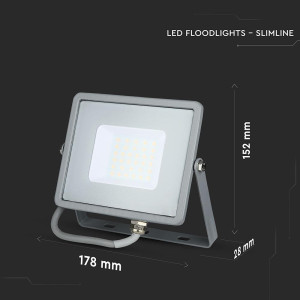 ΠΡΟΒΟΛΕΑΣ VTAC SAMSUNG CHIP LED 30W - 3000K - GREY - IP65