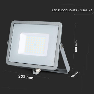 ΠΡΟΒΟΛΕΑΣ VTAC SAMSUNG CHIP LED 50W - 3000K - GREY - IP65