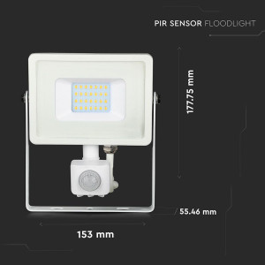 ΠΡΟΒΟΛΕΑΣ ΚΙΝΗΣΗΣ VTAC LED PANEL SENSOR 20W - 3000K - WHITE - IP65