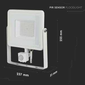 ΠΡΟΒΟΛΕΑΣ ΚΙΝΗΣΗΣ VTAC LED PANEL SENSOR 50W - 3000K - WHITE - IP65
