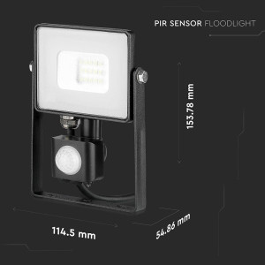 ΠΡΟΒΟΛΕΑΣ ΚΙΝΗΣΗΣ VTAC LED PANEL SENSOR 10W - 4000K - BLACK - IP65