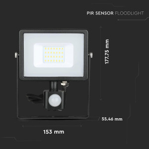 ΠΡΟΒΟΛΕΑΣ ΚΙΝΗΣΗΣ VTAC LED PANEL SENSOR 20W - 4000K - BLACK - IP65