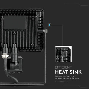 ΠΡΟΒΟΛΕΑΣ ΚΙΝΗΣΗΣ VTAC LED PANEL SENSOR 20W - 6000K - BLACK - IP65