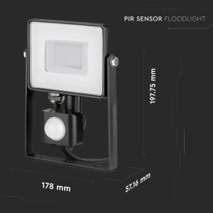 ΠΡΟΒΟΛΕΑΣ ΚΙΝΗΣΗΣ VTAC LED PANEL SENSOR 30W - 4000K - BLACK - IP65
