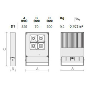 ΠΡΟΒΟΛΕΑΣ LED POLAR 4 SYMMETRIC 280W - 4 Cob - PR - 90° - IP66