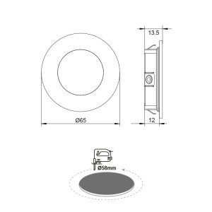 RECESSED NICKEL MATT ROUND LED SPOT 2W 4000K 160Lm 230V AC 100° Ra80