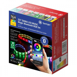 SET ΤΑΙΝΙΑ LED BLUETOOTH MAGIC MUSIC 14.4W - RGB - 5m - IP20