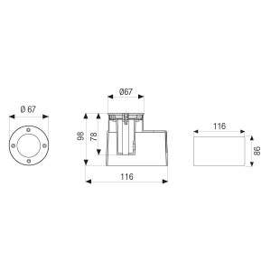 SPOT ΕΔΑΦΟΥΣ & ΤΟΙΧΟΥ ΧΩΝΕΥΤΟ MICRO GEO LED ΙΝΟΧ 1.3W - 3000K IP67