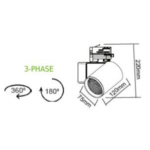 SPOT ΡΑΓΑΣ 4 ΚΑΛΩΔΙΩΝ LIZA LED 20W - 3000K - 38° - BLACK