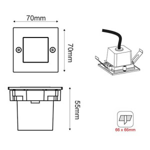 SPOT ΧΩΝΕΥΤΟ STAIRS SQUARE LED 2W - 3000K - INOX - IP54