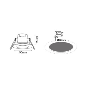 SPOT ΧΩΝΕΥΤΟ ΜΠΑΝΙΟΥ Φ90 ROUND SMD LED 5W - 4000K - ΝΙΚΕΛ ΜΑΤ - IP65