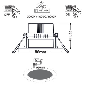 SPOT ΧΩΝΕΥΤΟ ΠΛΑΣΤΙΚΟ FALKO ROUND 3 IN 1 LED SMD 7W CCT WHITE - IP20