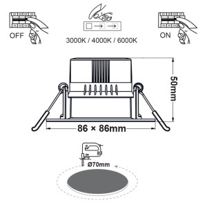 SPOT ΧΩΝΕΥΤΟ ΠΛΑΣΤΙΚΟ FALKO SQUARE 3 IN 1 LED SMD 7W CCT WHITE - IP20