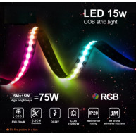 ΤΑΙΝΙΑ LED BRIDGELUX CHIP COB 15W/m - RGB - 24V - 630LED/m - IP20