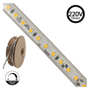ΤΑΙΝΙΑ LED BRIDGELUX CHIP SMD 8W/m - 2700K - 220V-240V AC - 120LED/m - DIM - IP67