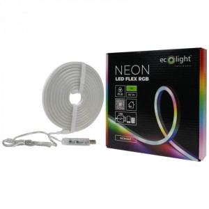 ΤΑΙΝΊΑ LED NEON FLEX RGB - 5V - USB - CONTROL WITH MOB APP - ECOLIGHT (Pack 3m)
